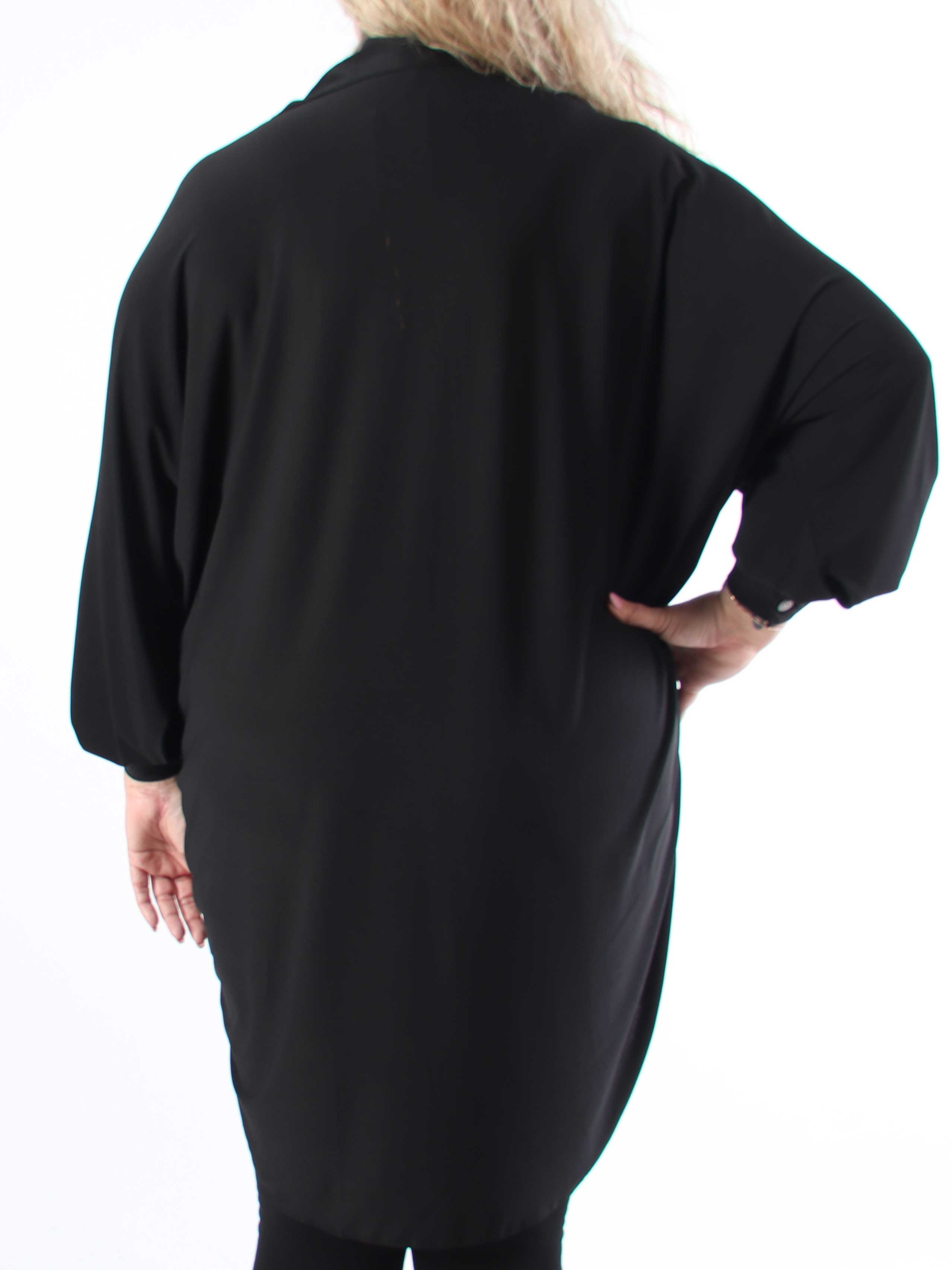 Mia - Plain elastisk plus size skjortekjole